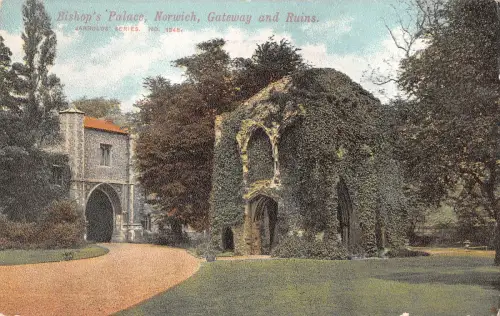 uk23729 gateway and ruins bishops palace norwich uk
