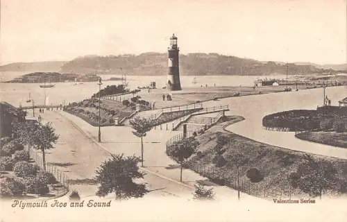 uk13120 plymouth hoe and sound real photo uk