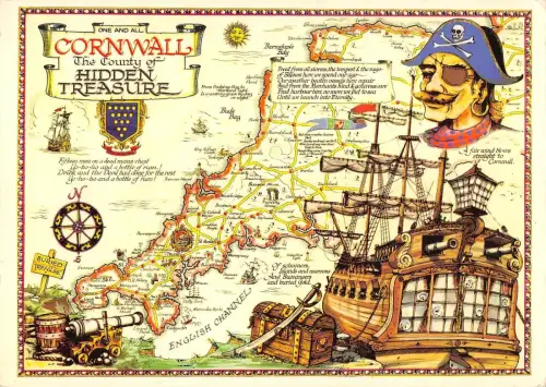 B102188 cornwall the county f hidden treasure map cartes geographiques uk