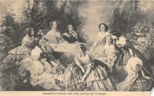 Lot114 Kaiserin Eugenie und ihre Damen Ehren Postkarte Königtum Frankreich Eckschnitt