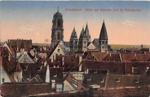 BG26714 schlettstadt blick auf munster und st fideskirche selestat frankreich