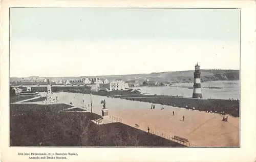 uk12082 hoe promende smeaton tower armada and drake statuen uk