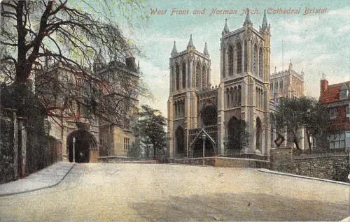 uk31165 west front and norman arch cathedral bristol uk