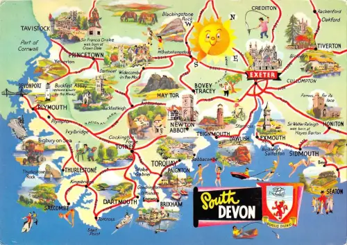 B101965 south devon map cartes geographiques uk