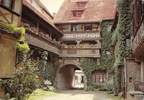 BT8866 Obernai la cour des chevaliers richement fleurie Frankreich