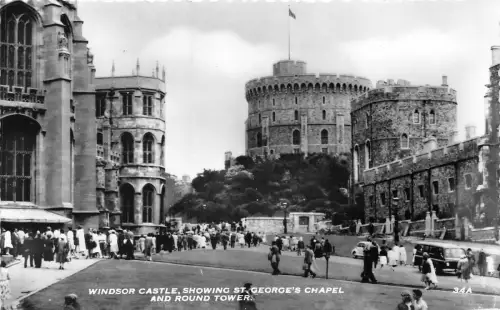 uk52095 windsor castle st georges kapelle und runder turm echtfoto uk
