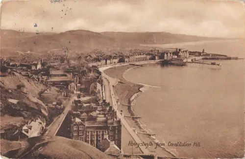 uk12317 aberystwyth from consitution hill wales real photo uk