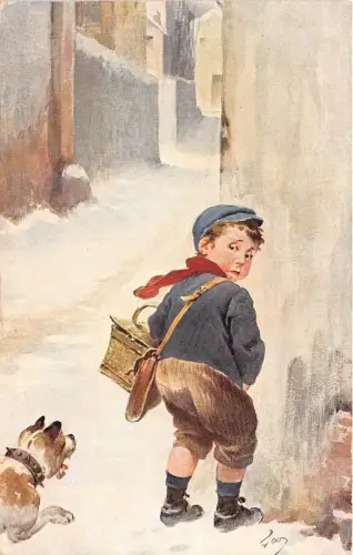 B16197 Enfant Illustration signiertes Bein?? Wasserspiele