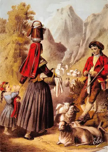 BT8634 Pyrenäen Szene typique dans nos vallees a temps jadis mout Frankreich