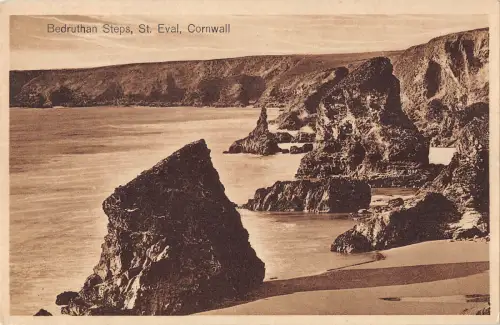 uk12156 bedruthan steps st eval cornwall real photo uk