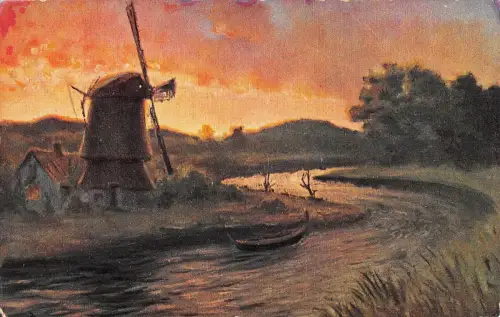 B99120 Windmühle Mühle Moulin ein Schlitz Gemälde Postkarte Deutschland