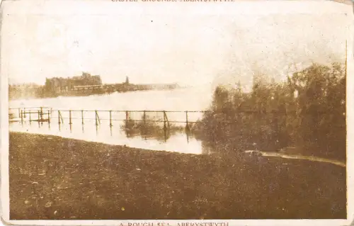 uk12300 rough sea aberystwyth wales real photo uk