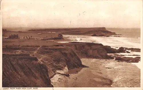 uk12850 coast from maer high cliff bude real photo uk