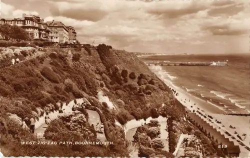 uk14156 west zig zag path bournemouth real photo uk