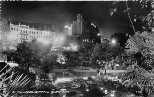 uk31133 central gardens illumined bournemouth real photo uk