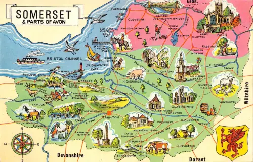 uk11354 somerset and a part of devon uk map carte geographique