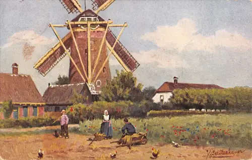 B99119 Moulin A Vent Windmühle Mühle Postkarte Gemälde Deutschland