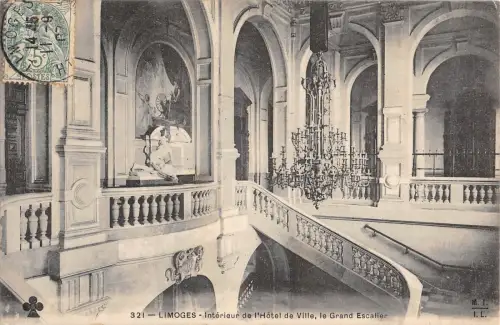 BR73016 limoges interieur de l hotel de ville le grand escalier france