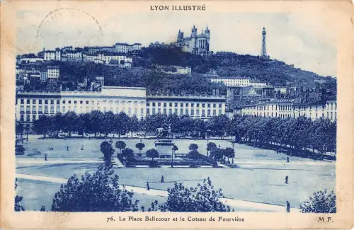 BR73055 lyon la place bellecour et le coteau de fourviere france