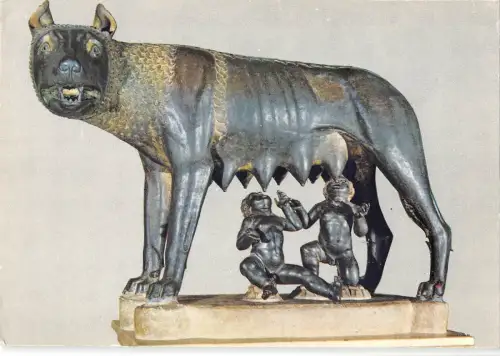 BT1575 roma skulptur poscard musei capito;omo lupe capitoline italy