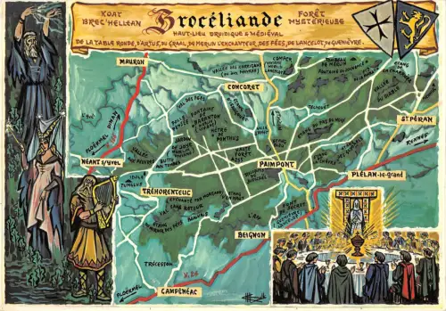 BR49813 Brocelande en Bretagne Karte cartes geographiuqes Frankreich