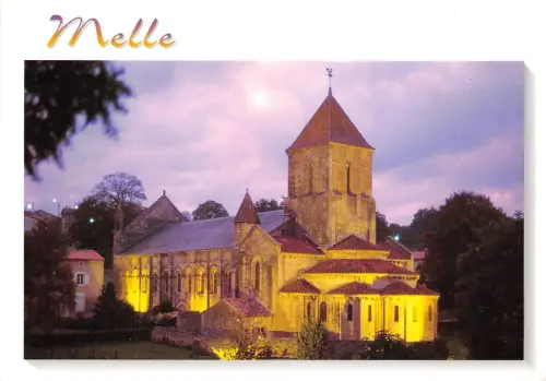 BR31306 melle l Eglise Saint hilarie illuminee france