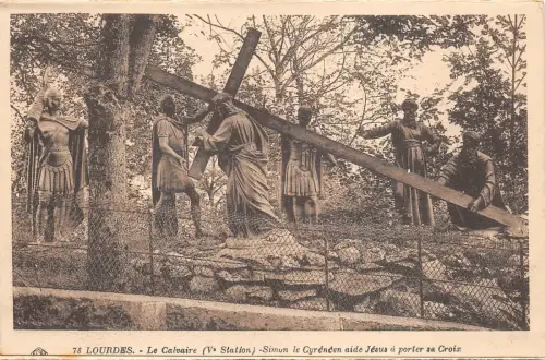 BR41567 Simon le cyreneen aide jesus a porter sa croix le calvaire Lour France