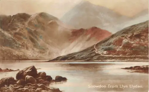 uk48346 snowdon from llyn llydau wales real photo uk