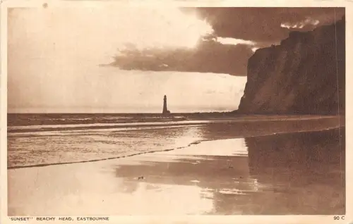 uk48335 sunset ebachy head eastbourne real photo uk