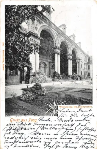 B13277 Tschechische Gruss aus Prag Witrine im Walsteingarten 1901