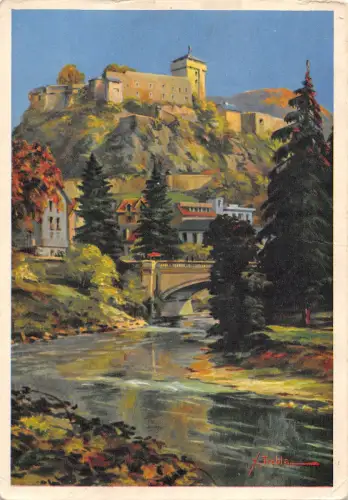 B105859 Frankreich Lourdes Le Chateau Fort Pont River Castle