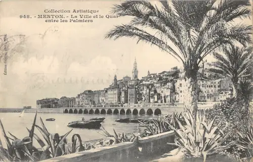 B105707 Frankreich Menton La Ville et le Quai entre les Palmiers
