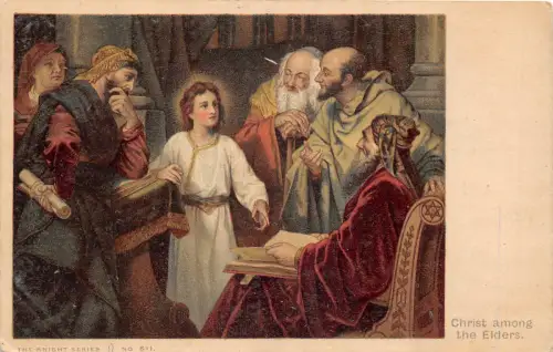 Lot284 Christus unter den Ältesten religiöse Postkarte UK