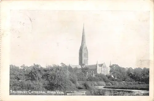 uk26726 river view salisbury cathedral real photo uk