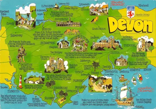 B103310 devon map cartes geographiques uk