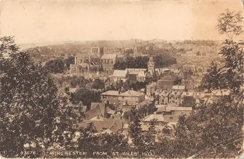 uk18149 winchester from st giles hill real photo uk