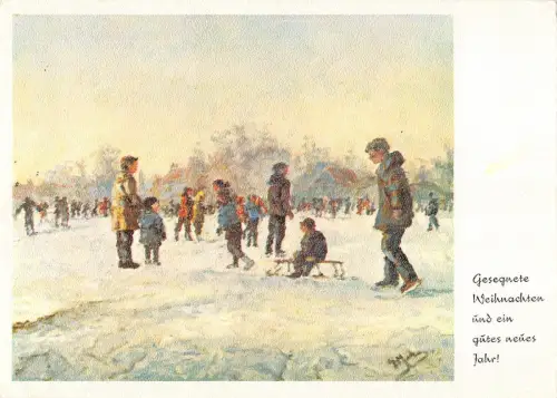 BT3743 auf der Eisbahn fussgemalt von pieter moleveld bemalt Postkarte