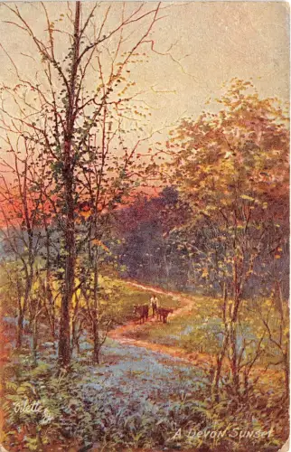 BR58344 ein Devon Sonnenuntergang Gillette Gemälde Postkarte UK