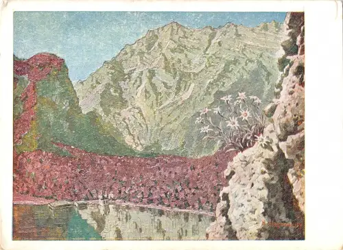 BR54991 Lac pres des cimes d apres un tableau original peint a la bouche par A E