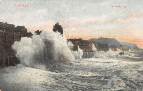 uk3216 hastings a stormy day sussex real photo uk