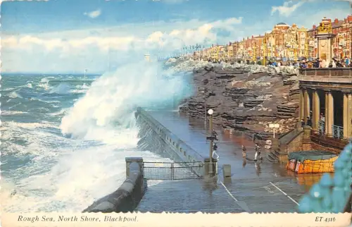 B101104 rough sea north shore blackpool uk 14x9cm