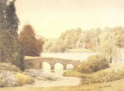 BR92382 Stourhead Gardens Wiltshire Grace Bratton Gemälde Postkarte UK