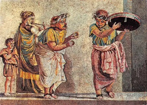 BG35325 Italien Museo Archeologico Napoli Mosaico Scena Comica Postkarte