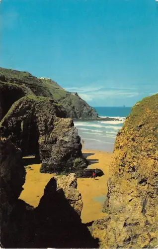 B88088 the cliffs perranporth uk 14x9cm