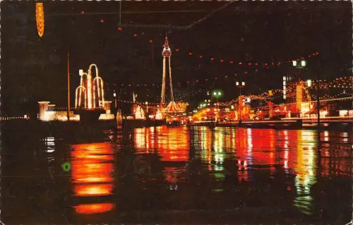 BR66164 Blackpool by Night UK 14x9cm