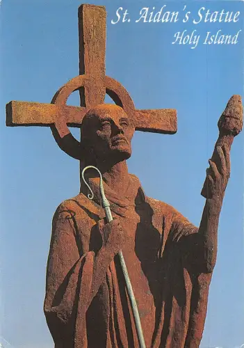 BR76441 St Aidans Statue Holy Island Northumberland UK