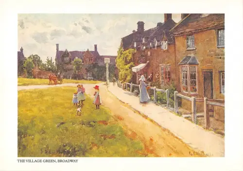 BR75643 Das Dorf grüne Broadway Gemälde Postkarte Cotswold UK