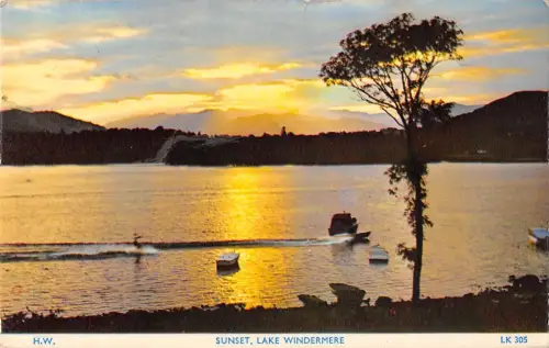 BR65987 Lake Windermere Sunset UK 14x9cm