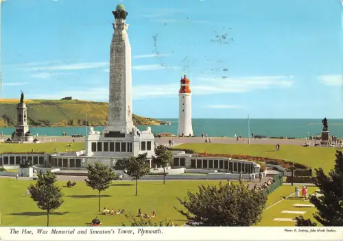 B103141 the hoe war memorial and smeaton s tower plymouth uk