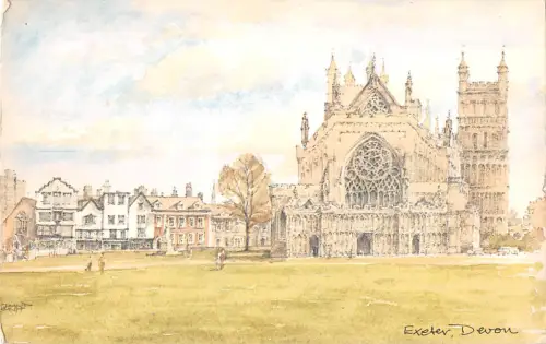 B97390 Exeter Devon Gemälde Postkarte UK